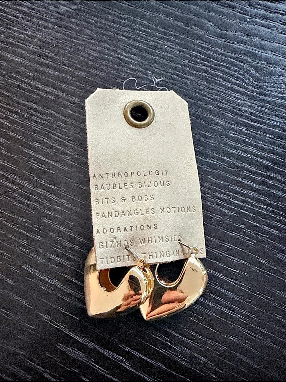 Anthropologie Chunky Gold Heart Hoop Earrings